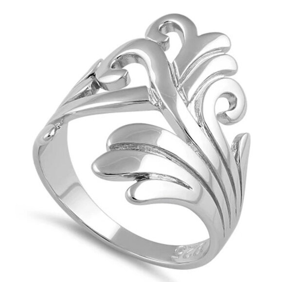 925 STERLING SILVER Waves Swirls Statement Ring - Picture 12 of 15